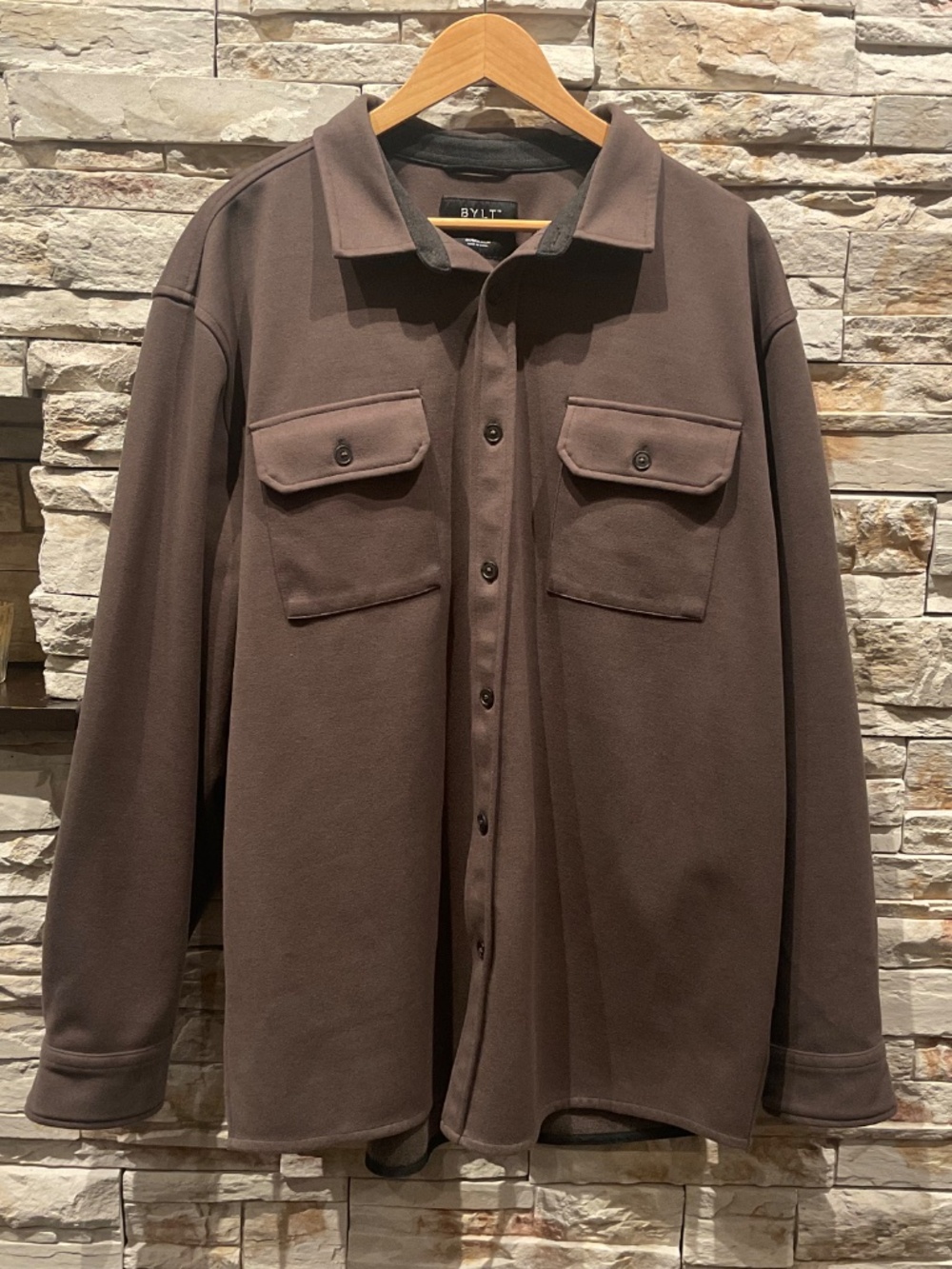 BYLT Premium Basics Coastal Men’s Overshirt Shacket , Dark Brown, Size XXL - Picture 3 of 7